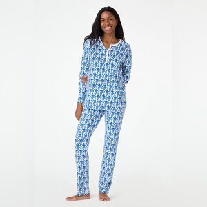 NWOT Roller Rabbit Blue Monkey Long Pajamas